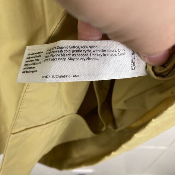 NWT Eileen Fisher Stand Collar Hidden Hood Cotton Blend Coat in Straw WMS XS - Picture 10 of 13